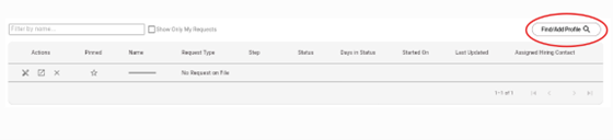 Screenshot of "Find/Add Profile" button found on the upper righthand corner of the GSS portal